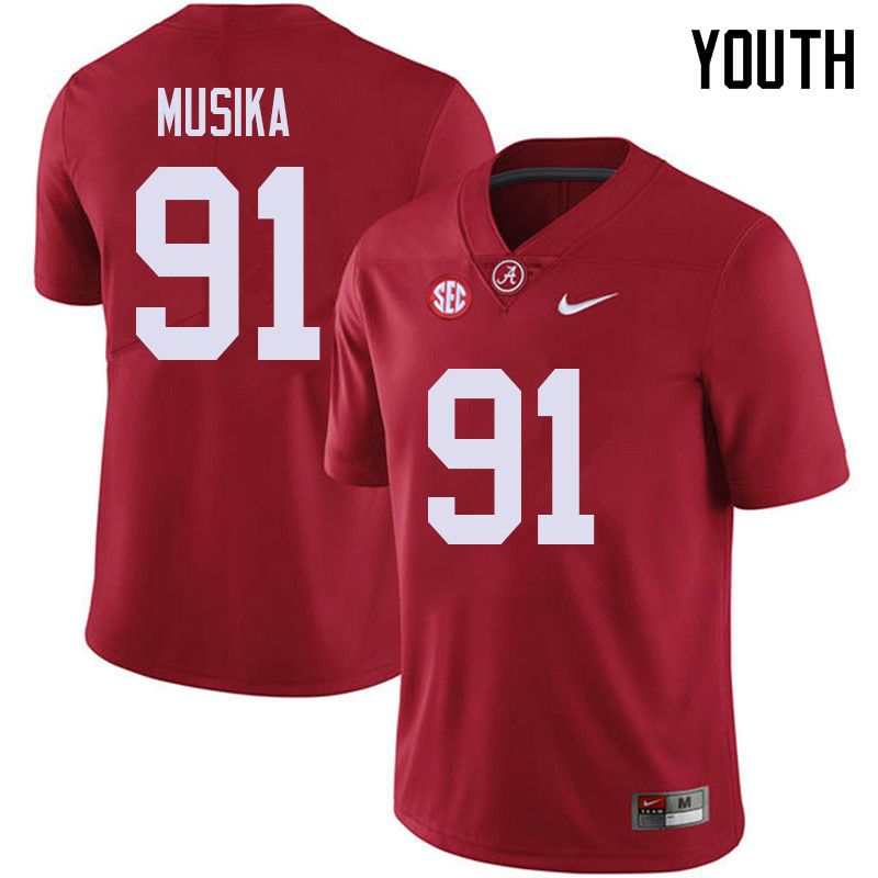 Youth #91 Tevita Musika Alabama Crimson Tide College Football Jerseys Sale-Red